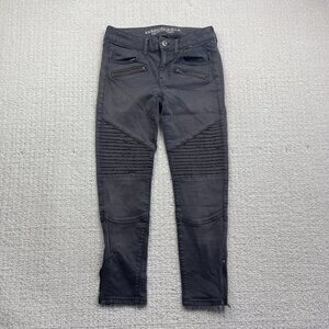 Y2K American Eagle Super Stretch Jegging Punk Grunge Zip Biker Women's Sz 2